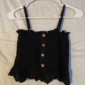 Black Button-Down Women's Top